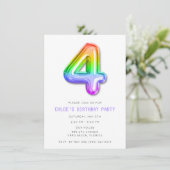 小さな女の子4thバースデーバルーンパーティー 招待状 (スタンド正面)