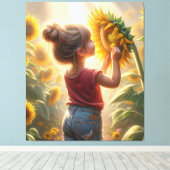 小さな女の子（ひまわり） キャンバスプリント (インサイチュ (ウッドフロア))