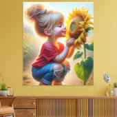 小さな女の子（ひまわり） キャンバスプリント (インサイチュ (リビング))