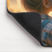 小さな女の子（ひまわり） マウスパッド (コーナー)