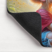 小さな女の子（ひまわり） マウスパッド (コーナー)