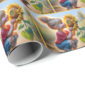 小さな女の子（ひまわり） ラッピングペーパー (ロールコーナー)