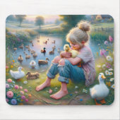 小さな女の子（アヒル付き） マウスパッド (正面)