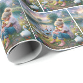 小さな女の子（アヒル付き） ラッピングペーパー (ロールコーナー)