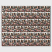 小さな女の子（アメリカ国旗と子猫あり） ラッピングペーパー (フラット)