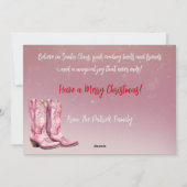 小さな女の子、クリスマスカード用のピンクカウボーイブーツ シーズンカード (裏面)