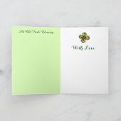 小さな女の子、グリーンハット、シャムロック、セントパトリックの日 カード (内部)