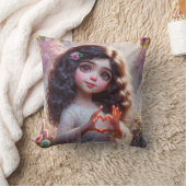 小さな女の子(ハート記号) クッション (ブランケット)