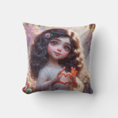 小さな女の子(ハート記号) クッション (正面)