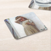 小さな女の子、ブーゲロー スクエアペーパーコースター (アングル)