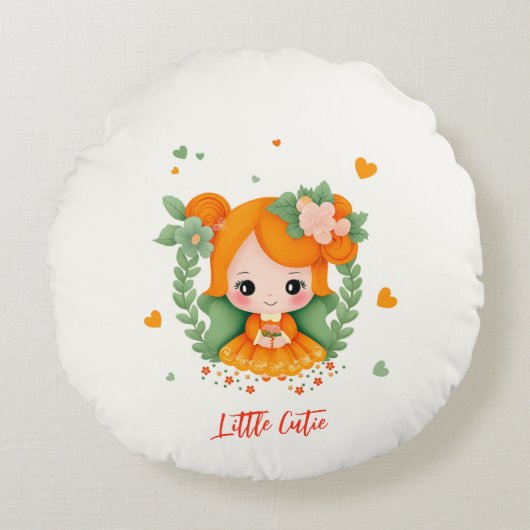 小さな女の子（花） ラウンドクッション (正面)