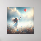 小さな女の子（赤気球） キャンバスプリント (正面)