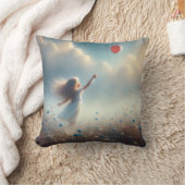 小さな女の子（赤気球） クッション (ブランケット)