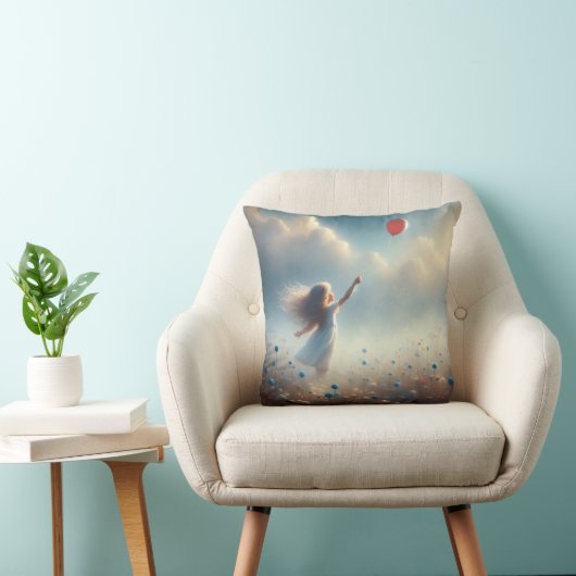 小さな女の子（赤気球） クッション (椅子)