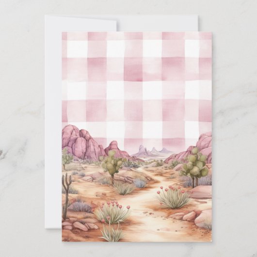 小さな女性のカーボーイがウェスタンの赤ちゃんシャワーに行く 招待状 (裏面)