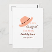 小さな女性のカーボーイがオレンジ色の赤ちゃんシャワーの上にある ポストカード (正面/裏面)