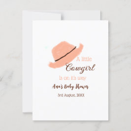 小さな女性のカーボーイがオレンジ色の赤ちゃんシャワーの上にある ポストカード