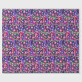 小さな女性のカーボーイがクリスマスの木の前に立っている ラッピングペーパー (フラット)