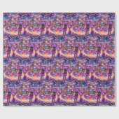 小さな女性のカーボーイがクリスマスの木の前に立っている ラッピングペーパー (フラット)