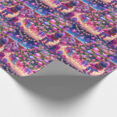 小さな女性のカーボーイがクリスマスの木の前に立っている ラッピングペーパー (角)