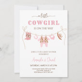 小さな女性のカーボーイがベビーシャワーの途中にある 招待状 (正面)