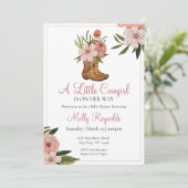 小さな女性のカーボーイが彼女の方法ベビーシャワー招待状 招待状 (スタンド正面)