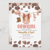 小さな女性のカーボーイが赤ちゃんのシャワーを途中にある 招待状 (正面/裏面)