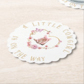 小さな女性のカーボーイが途中の女の子の赤ちゃんシャワー ペーパーコースター (アングル)