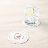 小さな女性のカーボーイが途中の女の子の赤ちゃんシャワー ペーパーコースター (インサイチュ)