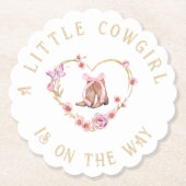 小さな女性のカーボーイが途中の女の子の赤ちゃんシャワー ペーパーコースター (正面)