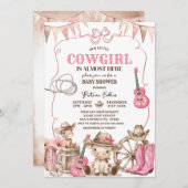小さな女性のカーボーイが途中ベビーシャワー招待状 招待状 (正面/裏面)