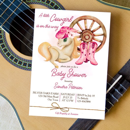 小さな女性のカーボーイの方法の馬の赤ちゃんシャワー 招待状