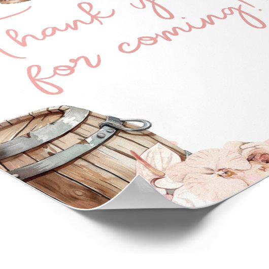 小さな女性のカーボーイの赤ちゃんシャワーありがとう来。 ポスター (角)