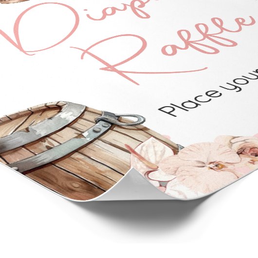 小さな女性のカーボーイの赤ちゃんシャワーおむつラッフル ポスター (角)