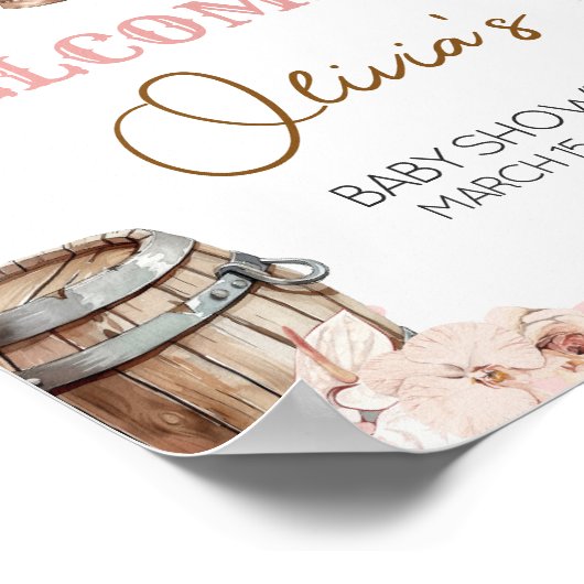 小さな女性のカーボーイの赤ちゃんシャワーへようこそ ポスター (角)