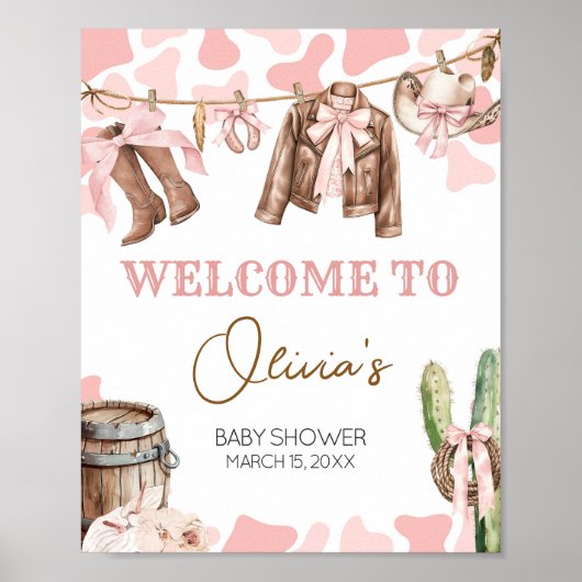 小さな女性のカーボーイの赤ちゃんシャワーへようこそ ポスター (正面)