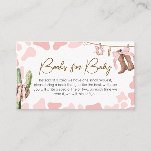 小さな女性のカーボーイの赤ちゃんシャワーベビー エンクロージャーカード (正面)