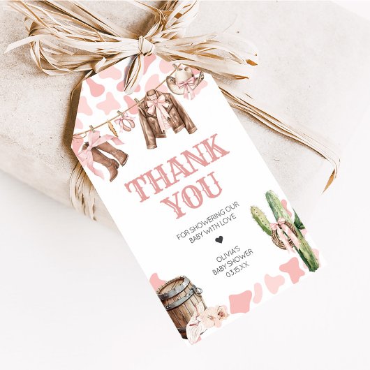 小さな女性のカーボーイの赤ちゃんシャワーメッセージカード ギフトタグ