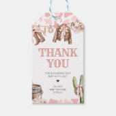 小さな女性のカーボーイの赤ちゃんシャワーメッセージカード ギフトタグ (正面)