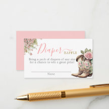 小さな女性のカーボーイの赤ちゃんシャワー女の子ラッフルカード