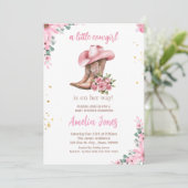 小さな女性のカーボーイの赤ちゃんシャワー招待状 招待状 (スタンド正面)