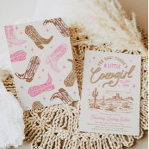 小さな女性のカーボーイの赤ちゃんシャワー招待状