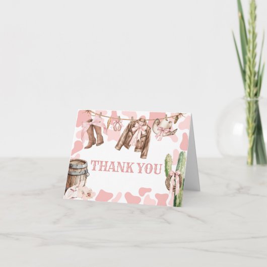 小さな女性のカーボーイの赤ちゃん サンキューカード (正面)