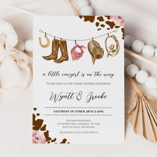 小さな女性のカーボーイの赤ちゃん 招待状