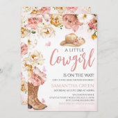 小さな女性のカーボーイの赤ちゃん 招待状 (正面/裏面)