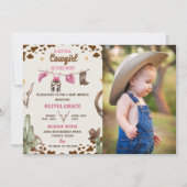 小さな女性のカーボーイウェスタンの女の子の赤ちゃんシャワーパーティー 招待状 (正面)