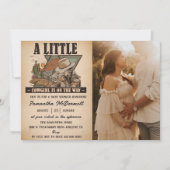 小さな女性のカーボーイウェスタンの女の子の赤ちゃんシャワー写真 招待状 (正面)