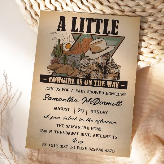 小さな女性のカーボーイウェスタンの女の子の赤ちゃんシャワー 招待状