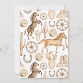 小さな女性のカーボーイウェスタンロデオ赤ちゃんシャワー 招待状 (裏面)