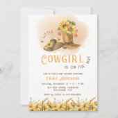 小さな女性のカーボーイウェスタンロデオ赤ちゃんシャワー 招待状 (正面)
